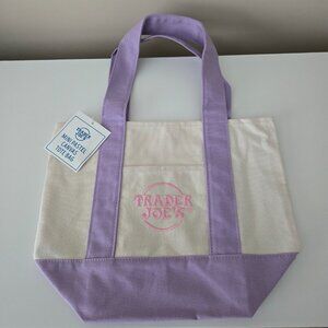 Trader Joe’s Mini Pastel Canvas Tote Bag NWT Purple